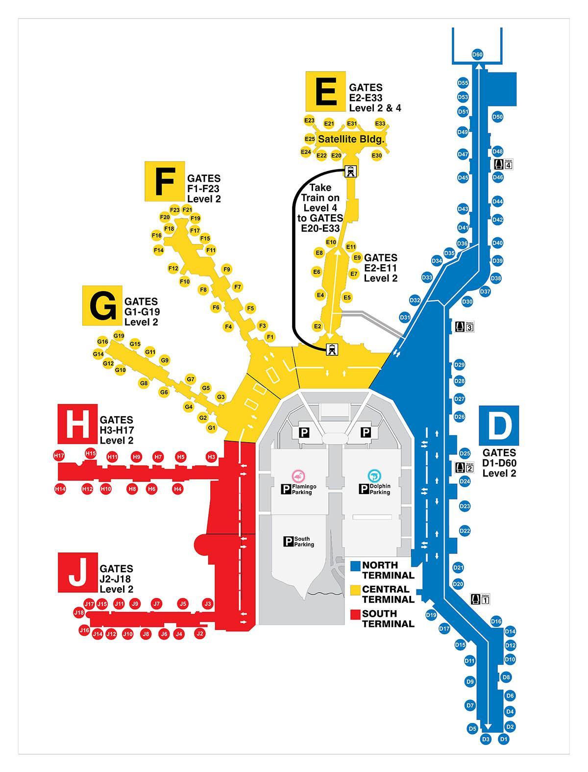 Mapa terminalu lotniska Miami