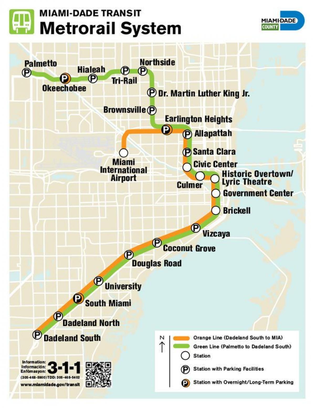 Mapa stacji metra w Miami