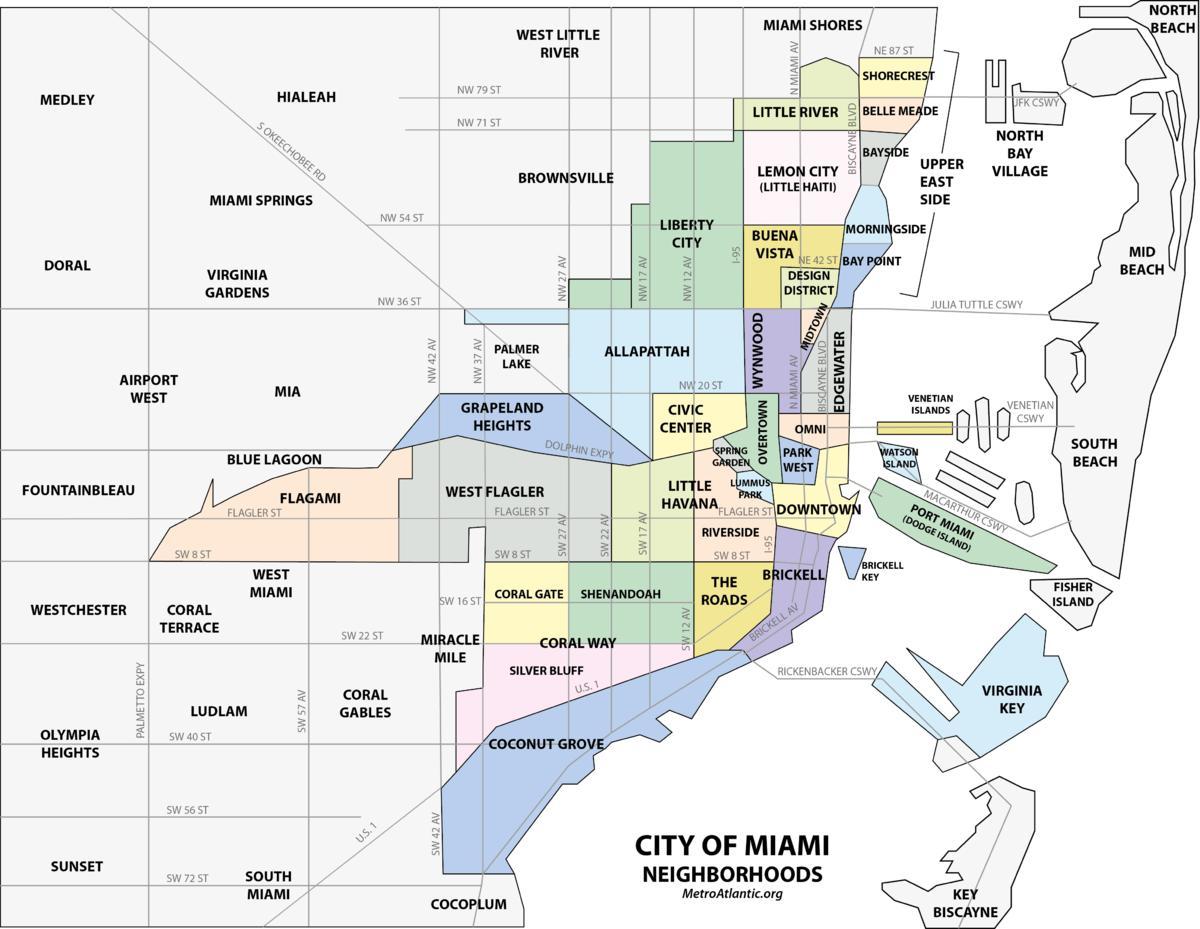 Mapa dzielnic Miami