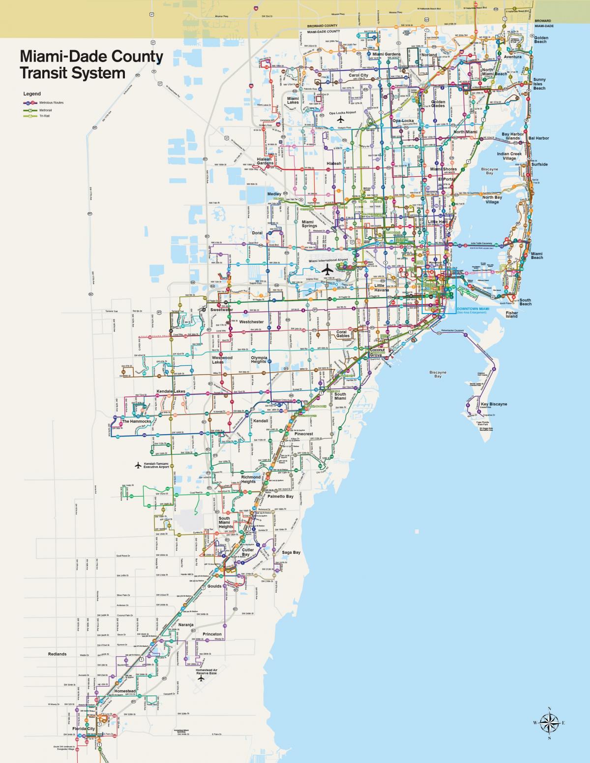 Mapa stacji kolejowych w Miami