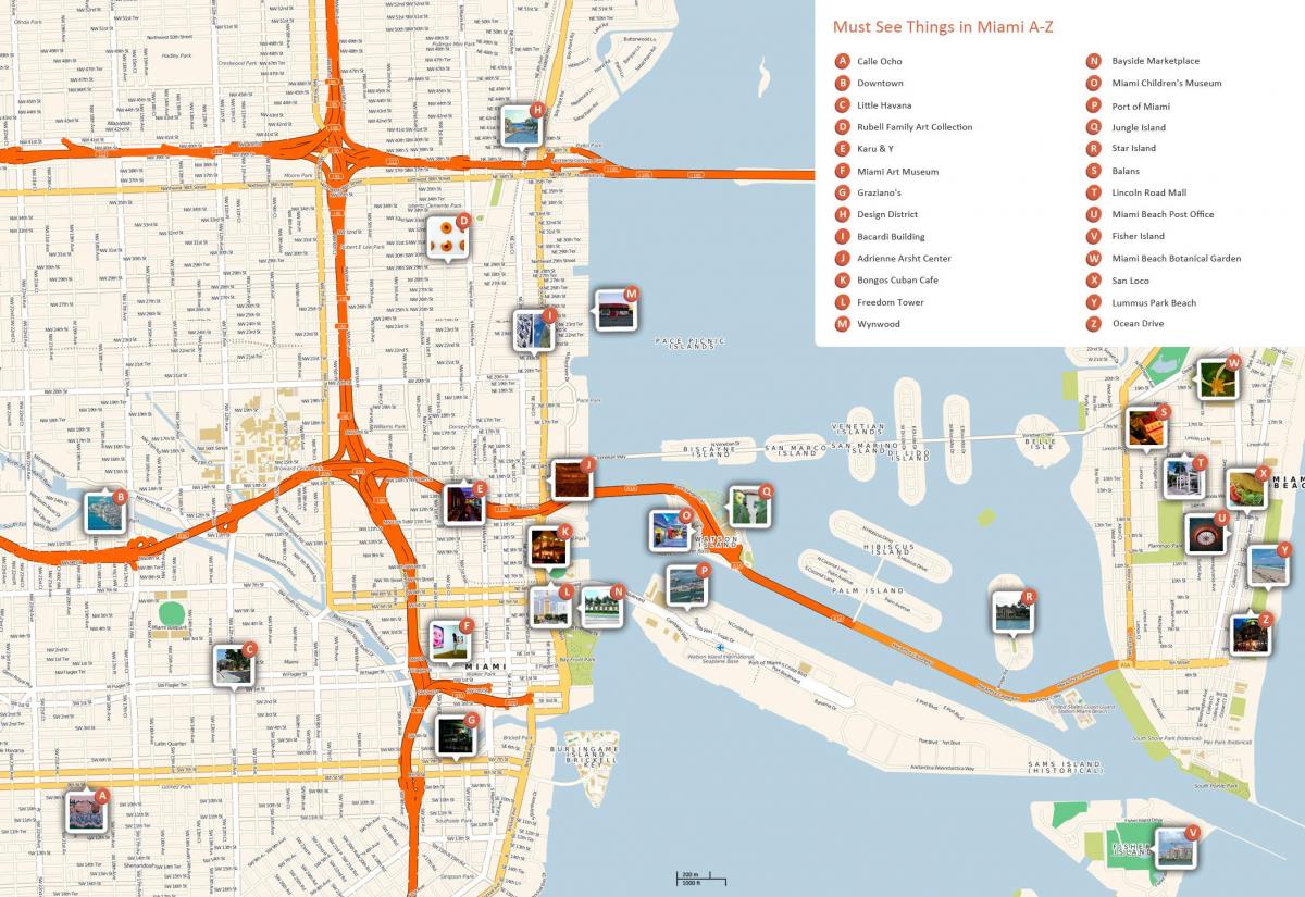 Mapa zwiedzania Miami